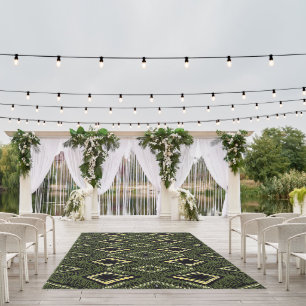 Green and Black African Outdoor Rug