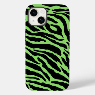 Green and Black Animal Print Stripes  Case-Mate iPhone 14 Case