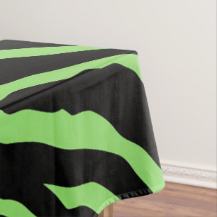 Green and Black Animal Print Stripes Tablecloth