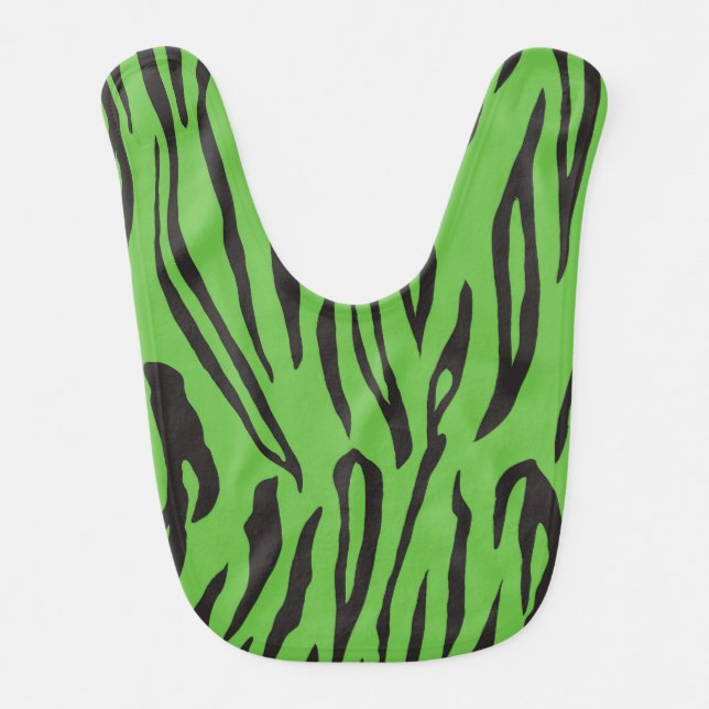 Green and Black Animal Stripe Print Bib (Front)