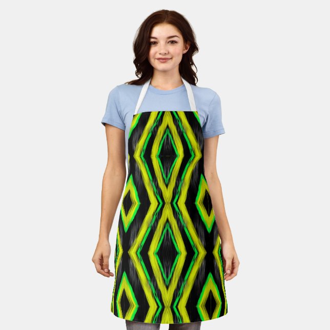 green and black apron pattern (Worn)