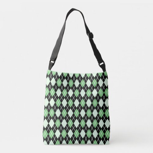 Green and Black argyle pattern Crossbody Bag