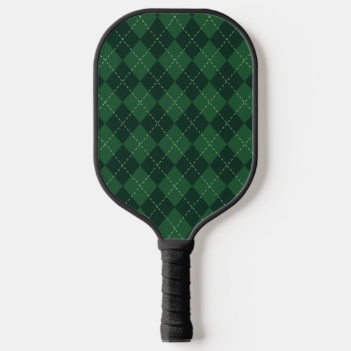 Green and Black Argyle Pattern Design Pickleball Paddle