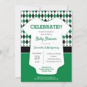 Green and Black Argyle Patterned Baby Shower Invitation (Front)