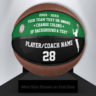 Green and Black Basketball, PERSONALIZED for Him, Mini Basketball