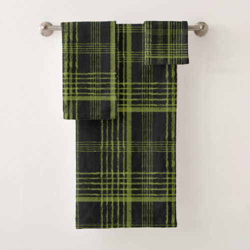 Green and Black Bath Towel Set