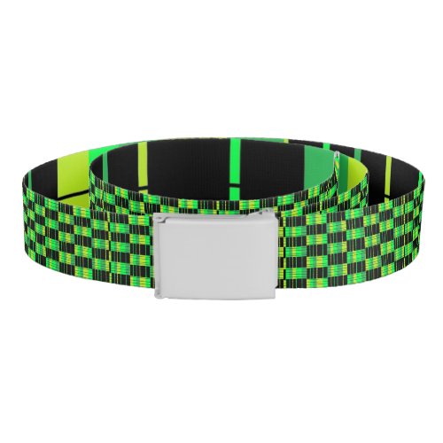 Green and Black Belt Abstract Plaid Belt