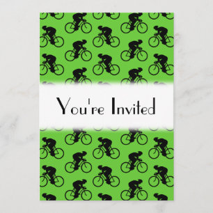 Green and Black Bicycle Pattern. Invitation