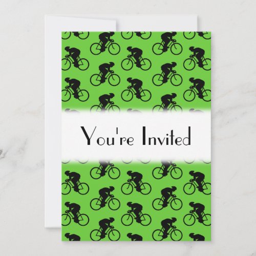 Green and Black Bicycle Pattern Invitation