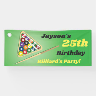 Green and Black Billiards Pool Party Banner