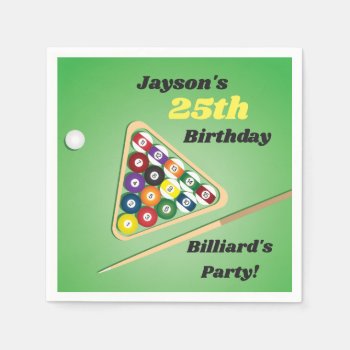Green And Black Billiards Pool Party Paper Napkin by nyxxie at Zazzle