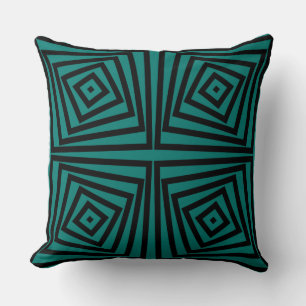 Green And Black Box Spiral Pattern - Throw Pillow