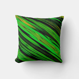 Green and Black Bright Stripe Mojo Throw Pillow