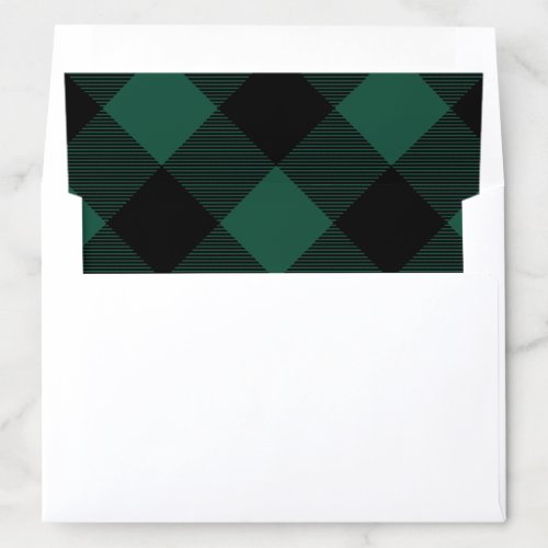 Green and Black Buffalo Check Christmas Holiday Envelope Liner