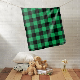 Green and Black Buffalo Check Gingham Holiday B Baby Blanket