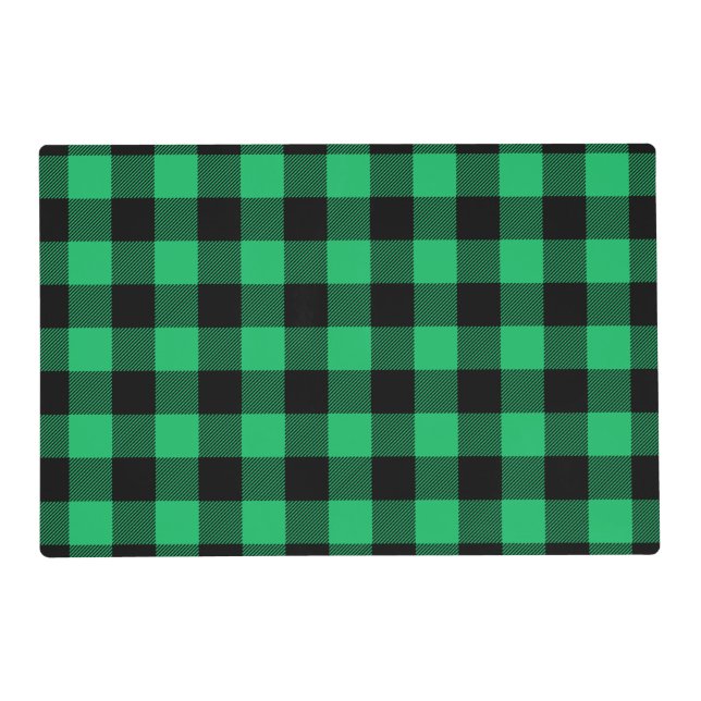 Green and Black Buffalo Check Gingham Holiday    P Placemat (Front)