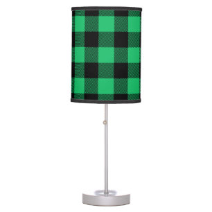 Green and Black Buffalo Check Gingham Holiday   Ta Table Lamp