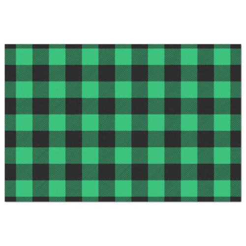 Green and Black Buffalo Check Gingham Holiday   Tissue Paper