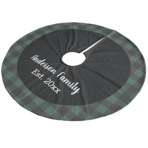 Green and Black Buffalo Plaid Fleece Tree Skirt