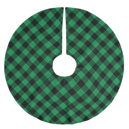 Green and Black Buffalo Plaid Patter Brushed Polyester Tree Skirt
