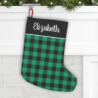 Green and Black Buffalo Plaid Personalized Name