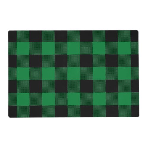 Green and Black Buffalo Plaid Placemat