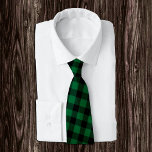 Green and Black Buffalo Plaid Tie, Rustic Neck Tie<br><div class="desc">Neck Tie: Rustic fashion tie featuring green and black buffalo plaid pattern</div>