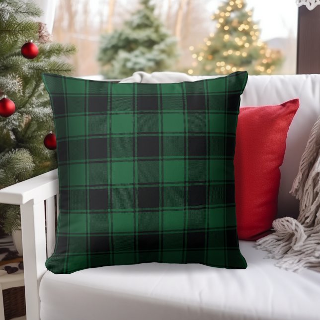 Green and Black Buffalo Tartan Plaid Throw Pillow (Green and Black Buffalo Tartan Plaid Throw Pillow for your Christmas Holiday Decor)
