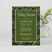Green and Black Camo Baby Shower Invitations (Standing Front)