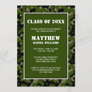 Green and Black Camo Graduation Announcement