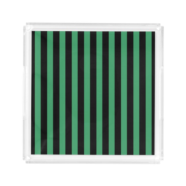 Green and black candy stripes acrylic tray (Front)