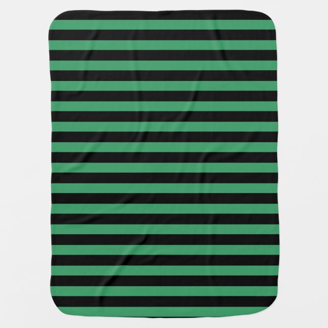 Green and black candy stripes baby blanket (Front)