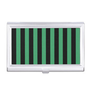 Green and black candy stripes business card case
