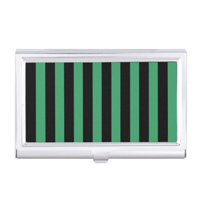 Green and black candy stripes business card case (Front)