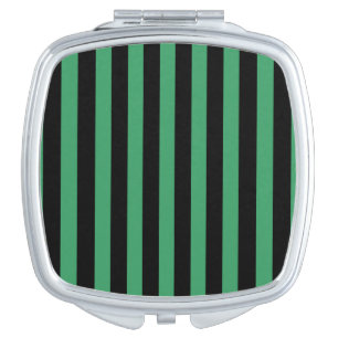 Green and black candy stripes compact mirror