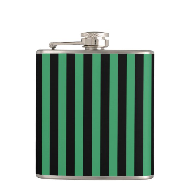 Green and black candy stripes flask (Front)