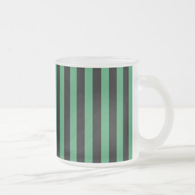 Green and black candy stripes frosted glass coffee mug (Right)
