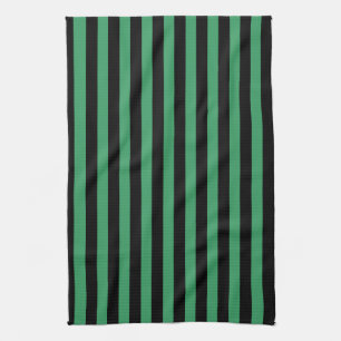 Green and black candy stripes kitchen towel