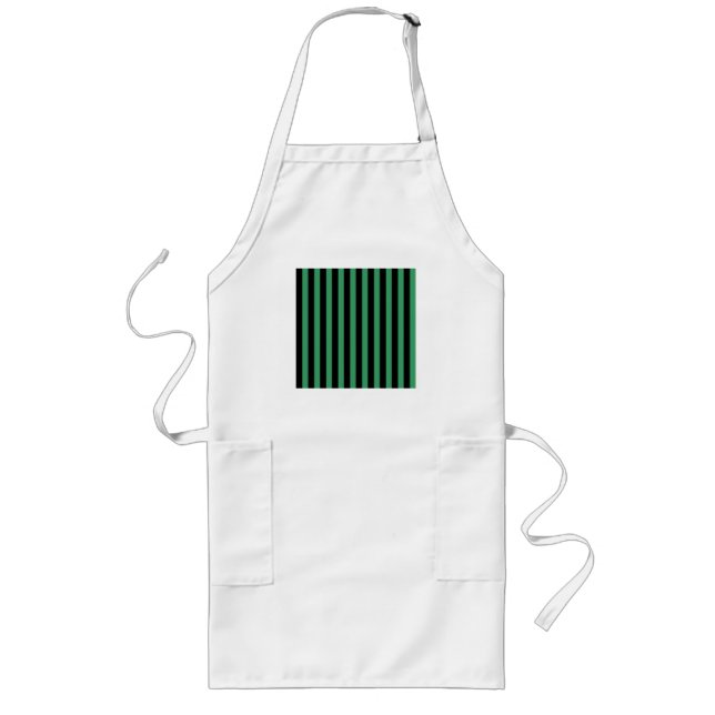 Green and black candy stripes long apron (Front)