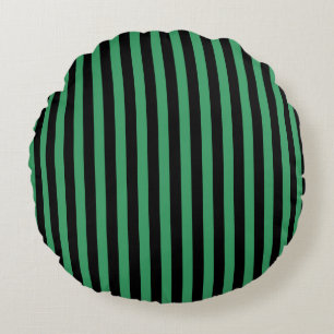 Green and black candy stripes round pillow