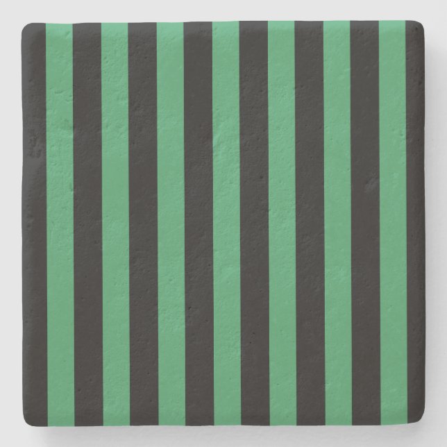 Green and black candy stripes stone coaster (Front)