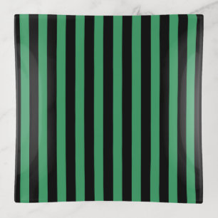 Green and black candy stripes trinket tray