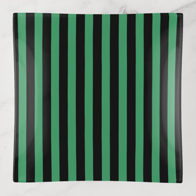 Green and black candy stripes trinket tray (Front)