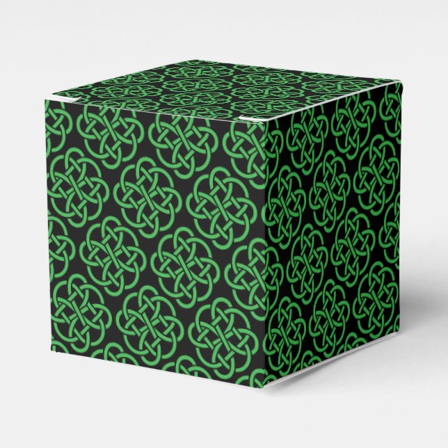 Green and Black Celtic Shield Knot  Favor Boxes (Front Side)