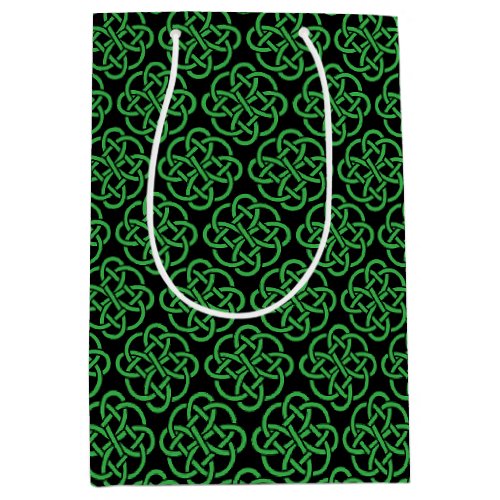 Green and Black Celtic Shield Knot  Medium Gift Bag