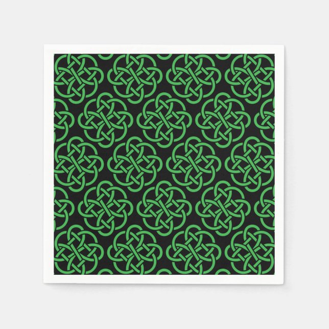 Green and Black Celtic Shield Knot   Napkins (Front)