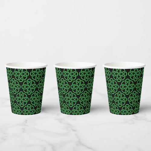 Green and Black Celtic Shield Knot   Paper Cups