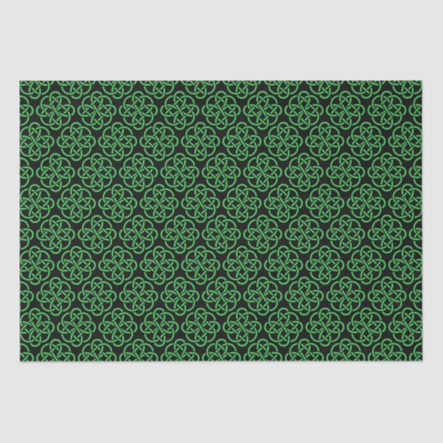 Green and Black Celtic Shield Knot  Tissue Paper (Front)