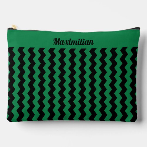 Green and Black Chevrons _ LARGE Accessory Pouch