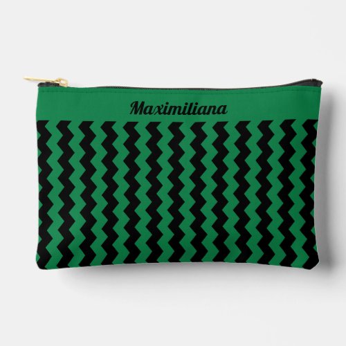 Green and Black Chevrons _ SMALL Accessory Pouch
